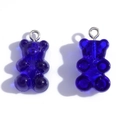 Translucent dark blue resin gummy bear charms with silver metal rings for DIY jewelry - Jelly Royal Blue (A3-064)