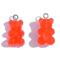 Translucent orange resin gummy bear pendant with silver eyelet for DIY jewelry - Jelly Red (A3-064)