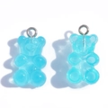 Translucent sky blue resin gummy bear charms with silver rings for DIY jewelry making - Jelly Blue (A3-064)