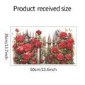 Dettaglio del foglio adesivo da parete 35x60cm con rose rosse e staccionata in legno - Stile Recinzione di Rose (fun-g5) / 35x60cm