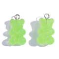 Translucent light green resin gummy bear pendant with silver metal loop for DIY jewelry - Jelly Green (A3-064)