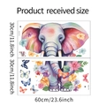 Detail of colorful watercolor elephant wall stickers with dimensions and layout - fun-b15 (30x60cmx2 Sheets)