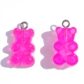 Translucent rose red resin gummy bear pendant for DIY jewelry with silver metal loop - Jelly Rose Red (A3-064)