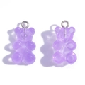 Translucent purple gummy bear charms in resin with metal rings for DIY jewelry - Jelly Purple (A3-064)