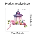 Especificaciones de tamaño para adhesivo de pared de linterna morada y flores - 19*19cm / Estilo Flor Linterna Púrpura (KG417)
