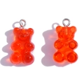Orange translucent resin gummy bear pendant charms with silver metal rings for DIY jewelry - Transparent Red (A3-064)