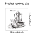 Guía de dimensiones detallada que muestra el tamaño del producto y diseño del adhesivo - 11.8*11.8CM/KG423