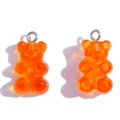 Translucent orange resin gummy bear pendant with silver metal loop for DIY jewelry making - Transparent Orange (A3-064)