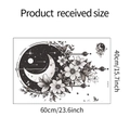 Detail view of the FX-E319 floral moon and sun vinyl wall sticker with exact dimensions - 40*60CM/FX-E319