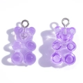 Pair of purple translucent resin gummy bear pendants for DIY jewelry and keychains - Transparent Purple (A3-064)