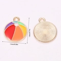 Regenboog emaille strandbal hanger voor DIY sieraden maken in gepolijste goudlegering - Kleurrijke Strandbal (A5-128)
