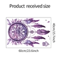 Detailed dimensions of the purple dreamcatcher feather wall sticker in 40x60cm layout - 40x60cm