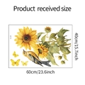 Layout dettagliato degli adesivi murali con girasoli e uccelli, dimensioni 60x40cm - 40x60cm (fun-e35)