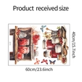 Detail showing cartoon food jar and butterfly wall sticker with dimensions 60x40cm - Hand-painted Food Butterfly Style (fun-e25) / 40x60cm