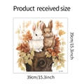 Detail showing the 39cm cartoon rabbit wall sticker with autumn leaves decoration - Rabbit Couple Autumn Leaves Style (fun-f64)