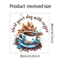 Detailed coffee cup wall sticker dimensions with autumn leaves and coffee beans graphic - 39*40CM/fun-f60