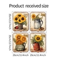 Detail von 4er-Set Sonnenblumen-Wandstickern mit Vintage-Töpfen und Maßen 35x29cm - Sonnenblumen Illustrationsset / Cremeweiß Stil (fun-f72)