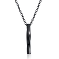Collana minimalista con ciondolo a barra ritorta nera in acciaio inossidabile - Con Catena / Nero