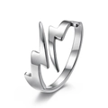 Minimalist lightning bolt cutout open ring in polished silver stainless steel for women - Size 7 / Lightning Style