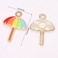 Regenboog emaille paraplu hangers in vergulde legering voor zomerse DIY sieraden maken - Regenboog Paraplu (A5-132)