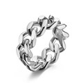 Polierter silberner Edelstahlring im kubanischen Kettendesign für Streetwear - 13# / Silber