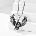 Retro Edelstahl Adler Anhänger Halskette für Herren mit Vintage Punk Falken Detail - Adler
