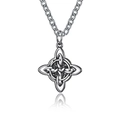 Vintage-Anhänger mit keltischem Knoten aus Edelstahl, antikes Silberfinish mit O-Kette - Anhänger Halskette Set