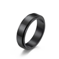 Minimalist black stainless steel spinner ring with brushed texture and polished edges - Size 11 / 6mm / Black
