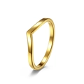 Polished rose gold stainless steel V-shaped wishbone ring in a minimalist stackable style - US 7 / Gold