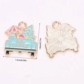 Zomerse strandhangers van legering met blauwe auto en parasol voor DIY-sieraden maken - Zomer Blauwe Strandwagen (A5-135)