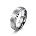 Brushed silver tungsten ring with polished edges in a minimalist unisex style - Size 7 / 6mm