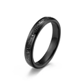 Polierter schwarzer Wolframring für Damen und Herren mit silbrig-weißer Meteorit-Einlage - Größe 6 / 4mm