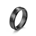 Bague en tungstène noir poli avec insert texturé gris et bords biseautés pour hommes - Taille 6 / Texture de Météorite Standard / Noir