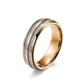 Rose gold tungsten carbide ring featuring double silver inlay and interior engraving - Size 6 / Narrow Style / Rose Gold