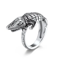 Anillo de cocodrillo vintage en acero inoxidable con detalles de escamas para hombre - Talla 8 / Color acero
