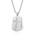 Silver brushed stainless steel double dog tag necklace with hollow cross and scriptures - With 3mm*60cm Chain / Steel