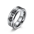 Nordic Viking Rune tungsten steel ring with black carbon fiber inlay for men - 6# / Steel