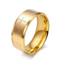 Golden titanium steel ring featuring cross symbol and engraved biblical scripture verses - US 6 / Gold