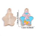 Star shaped alloy pendant with sky blue enamel and pink bow, size 1.9cm x 1.5cm - Blue Bow Star (A5-116)