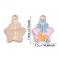 Roze sterhanger van legering met blauwe strik en gouden achterkant voor DIY sieraden - Roze Boogster (A5-116)
