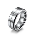 Polished silver tungsten steel men's ring with central groove and beveled edges - 7# / Polished Steel Color