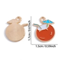 Tropische kokosnoot emaille hanger in oranje en wit voor DIY sieraden maken - Kokosdrank met Blauwe Paraplu (A5-120)