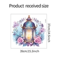 Vinilo decorativo floral con linterna azul y flores pastel, 39x37 cm para hogar festivo - Linterna Floral de Ensueño (FX-F627)