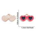 Roze hart zonnebril hanger in goudlegering voor DIY sieraden, voor- en achterkant - Roze Zwarte Hart Zonnebril (A5-125)