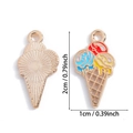 Kleurrijke emaille ijshoorntje hanger van legering, 2 cm hoog voor DIY-sieraden - Ijsje (A5-127)