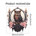 Detailansicht der Eulen- und Blumenwandsticker FX-F606 mit Maßen 39cm x 47cm - Handgemalte Eule (FX-F606)