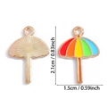 Kleurrijke emaille paraplu hanger van goudkleurige legering voor DIY-sieraden maken - Regenboog Paraplu (A5-132)