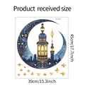 Detalle del adhesivo de pared Ramadan con luna creciente azul y estrellas doradas - 39*45CM/FX-F618