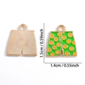 Groene geëmailleerde bloem short hanger van vintage legering met 1,5 cm maat - Groene Bloemenshort (A5-139)