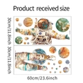 Detailed size chart showing 30x60cm watercolor astronaut and planet wall stickers - 30*60cm*2pcs